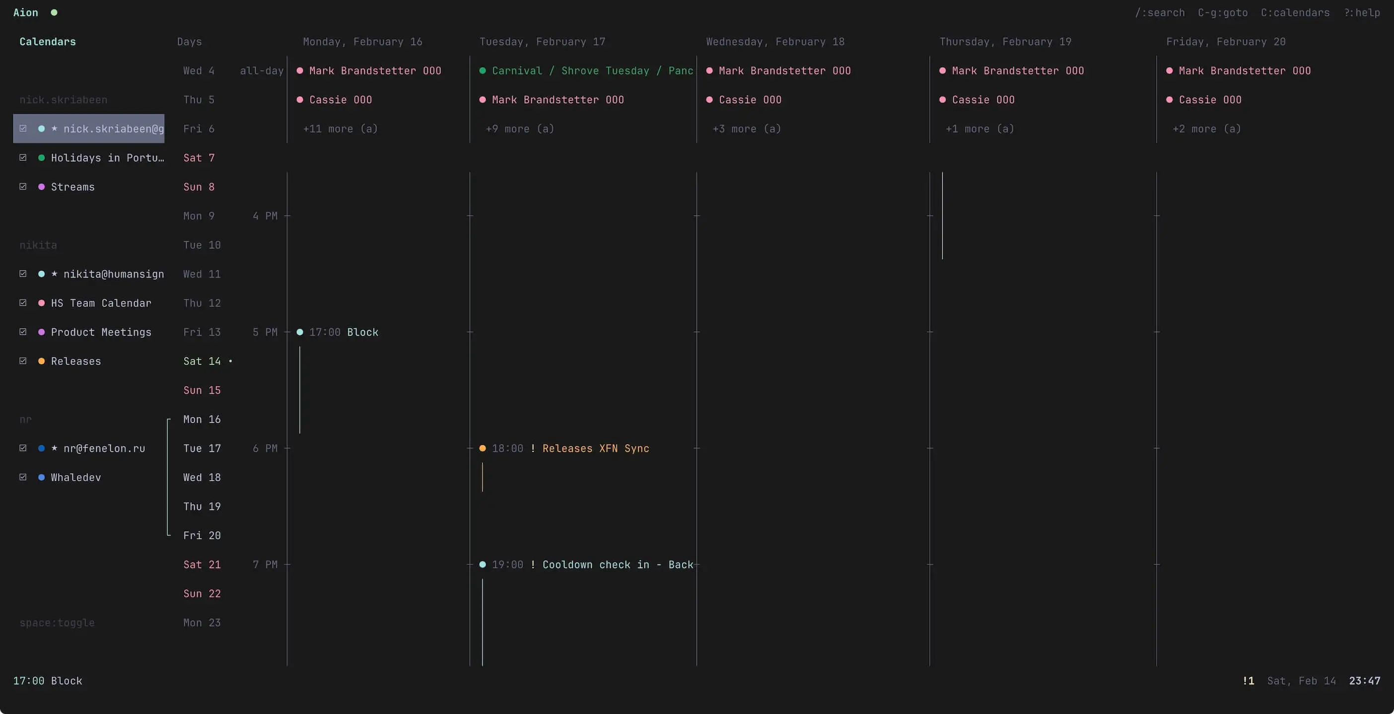 Aion — Calendar client in the terminal